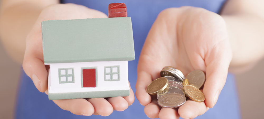 main qui tient une maison et des pièces